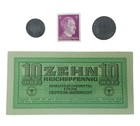 German World War Ii 2 Coins  1 Banknote 1 Stamp wwii  album story  Certificate