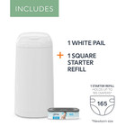 Diaper Genie Classic Pail Includes 1 Starter Square Refill That Can Hold Up To 1