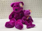 Vintage Ty Millennium Bear Plush Lot 2 Small Purple 2000 New Year Stuffed Toys