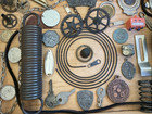 Vintage Junk Drawer Lot Mixed Metals Scrap Coins Tokens Clock Parts Keys 2 Lbs