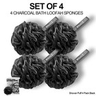 Whalelife Loofah Bath Sponges - Black Exfoliating Shower Scrubber 4 Pack