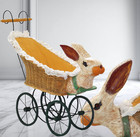 Antique Victorian Wicker Carriage Baby Stroller Wood Metal Full Size Baby Buggy