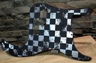 Faux Brushed Aluminum Distressed Checker P Bass Pickguard Precision Bass 13 Hole