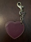 Coach Luxe Purple Fashion Leather Heart Bag Charm  key Ring Fob Photo Holder Vtg