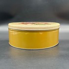Vintage Floral Needlepoint Tin Harvest Gold 70s Cookies Sewing Storage Container