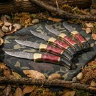 Lot Set Of 5 Pcs  Folding Knife Handmade Damascus Steel Outdoor Pocket Knife