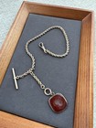 Antique Gold Filled Victorian Watch Fob Red Carnelian Length 12 Inch Circa 1890
