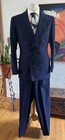 Killer Vintage 1940   s Pinstriped Suit   Double Breasted  peaked Lapels Size 40 R