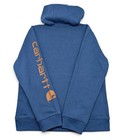 Carhartt Boys Pullover Hoodie Blue Graphic Logo Pockets Xl  18-20  Ca6772t