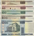 Belarus Set 5 Pcs 20 50 100 500 1000 Ruble 2000 P 24 25a 26a 27a Unc