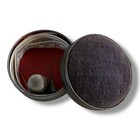 Antique Japan Velvet Pin Cushion Sewing Kit Box Tin Metal