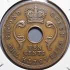 1956 Queen Elizabeth Ii East Africa 10 Cents