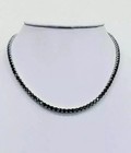 16ct Round Aaa Black Lab Created Diamond Tennis Necklace 14k White Gold Plated