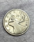 1940          Canada 25 Cents 80  Silver Coin Km 35