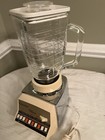 Rare Vintage Osterizer Solid State  Imperial Ten Chrome wood Grain Glass Pitcher