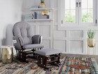 Storkcraft Premium Hoop Glider And Ottoman Espresso Gray Nursery Rocking Chair