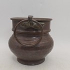 Vintage Hammered Copper Small Cauldron Planter Pot Handles 4 75 H In X 5 In W