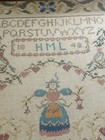 Antique 1848 Sampler Framed 21   x 16     Alphabet Flowers Hml