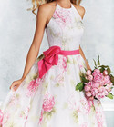 Alfred Angelo Wedding Dress Size 6 Fuchsia Pink Floral Print Halter Nwt  1 350