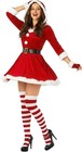Women s Miss Claus Costume Socks Gloves Adult Mrs Santa Christmas Dress S - 3xl