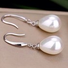 Teardrop Simulate Pearl Dangle Drop Silver Plated Elegant Daily Pearl Earrings 