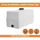 50 Gallon Horizontal Square Water Storage Tank Natural Poly Usa Made Uv