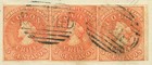 Chile 1867 dec 4 Columbus  5c Vermilion Sc  9d Used Xf Strip Of 3 On Serena Cvr
