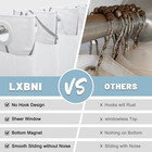 Lxbni No Hook Grey White Striped Shower Curtain With Snap In Fabric Liner Set -
