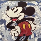 Rare Disney Store Mickey Mouse Throw Pillow  Shiny Red Comic Print Blue Gray 