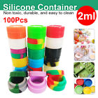 100pcs Silicone Container Mixed Color Case Food Storage Non-stick Round Jar 2ml