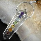 Quartz Crystal Point Double 7 Chakra Stone Silver Pendant Necklace Reiki Healing