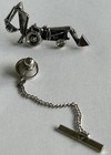Vintage Backhoe Loader Tractor Engine Motor Silver Tone Necktie Tie Pin Tack