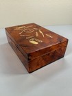 Vintage Sewing Box Lucite Gold Scissors Buttons Notions Case  9 5   x6   x3    