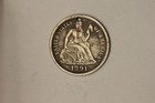 Love Token Over An 1891 Seated Liberty Dime 