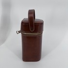 Vtg Brown Leatherette Cylindrical Travel Bar Bottle Flask Case Caddy Mcm 6 75 