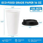 Coffee Cups With Lids 16 Oz 100 Pack  Disposable Paper Cups With Lids  To Go Hot