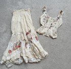 Beautiful Vintage Italian Two Piece Cottagecore Florals Corset Top And Skirt S