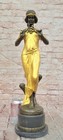 Large Nymph Bronze Sculpture Female Signed Pittaluga Artwork Gold Patina Art