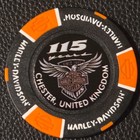 115th Anniversary Chester Hd england  black orange  Harley Davidson Poker Chip