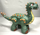 Preowned Battery Operated Walking Green Dinosaur Toy makes Sounds   Walks-tested