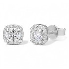 Real Moissanite Square Halo Stud Earrings 925 Silver Hip Hop Mens Ladies Iced