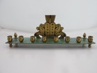 Dayagi Israel Brass Menorah Green Copper Patina Vintage Mcm 8 Candle Holder