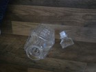 Vintage Unbranded Square Windowed Decanter Rubber Stopper Clear Glass
