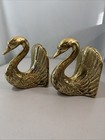Brass Ornate Swan Bookends Set 2