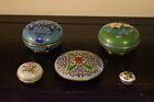 Lot Of 5 Antique vintage Cloisonne Pill   Trinket Boxes 1 25-4  Perfect 