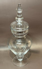 Vintage Clear Glass Apothecary Jar Pedestal Candy Buffet Container Matching Lid