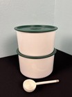 Vintage Tupperware Coffee House Canister Set  2709 With Hunter Green Lids  Spoon