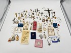 Huge Lot Of Antique Vintage Catholic Religious Medals Pendant Jewelry Cross As I