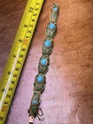 Chinese Export Silver Gold Wash Persian Turquoise   Enamel Bracelet