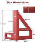 Imperial 3d Multi-angle Measuring Ruler 45 90 Degree Aluminum Alloy Red inch